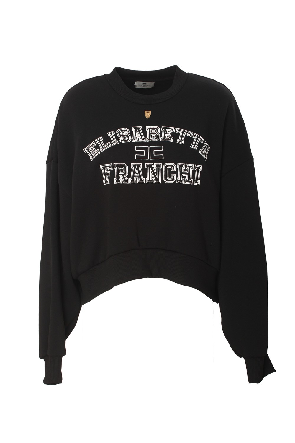 shop ELISABETTA FRANCHI Saldi Maglia: Elisabetta Franchi felpa cropped in misto cotone con logo college.
Felpa girocollo con stampa logo stile college in contrasto colore e placca logo in metallo dorato.
Composizione: 41% Cotone, 38% Poliestere, 21% Viscosa.
Vestibilità: Over.
Made in Italy.. MD00346E2-110 number 3986327